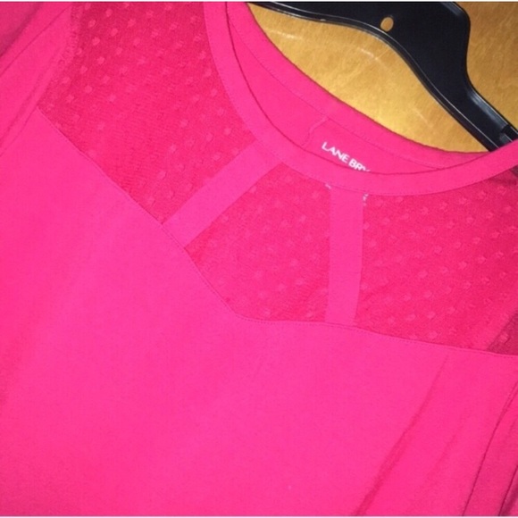 18/20W Venetian Red Point D’esprit Yoke Neck Top - Picture 5 of 10